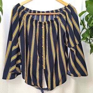 New Glory Striped Off-Shoulder Top Size XL